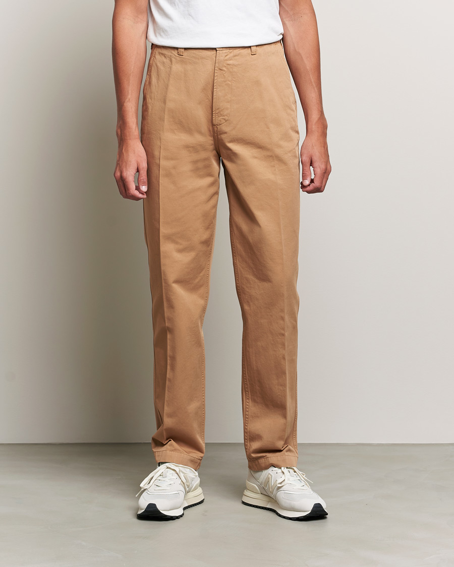 Hombres | Ropa | Drake's | Cotton Flat Front Chino Tobacco
