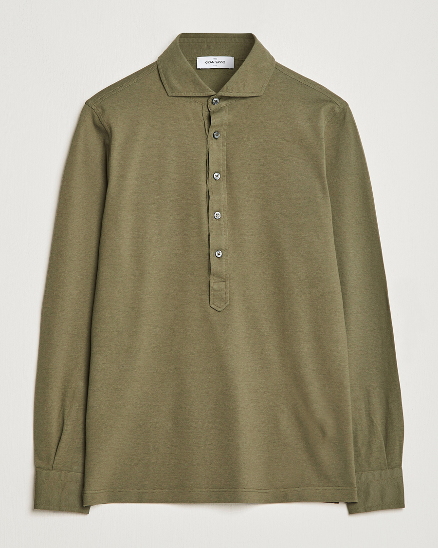 Hombres | Camisas | Gran Sasso | Popover Shirt Olive