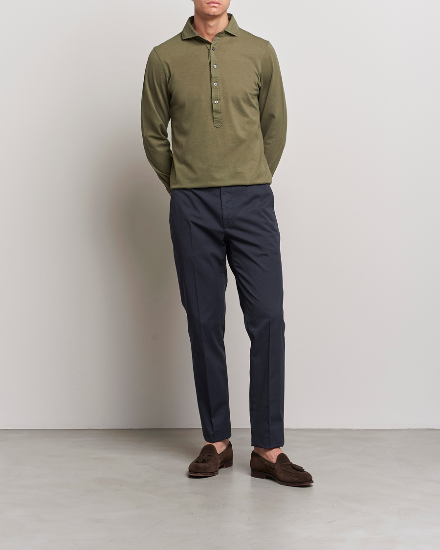 Hombres | Camisas | Gran Sasso | Popover Shirt Olive