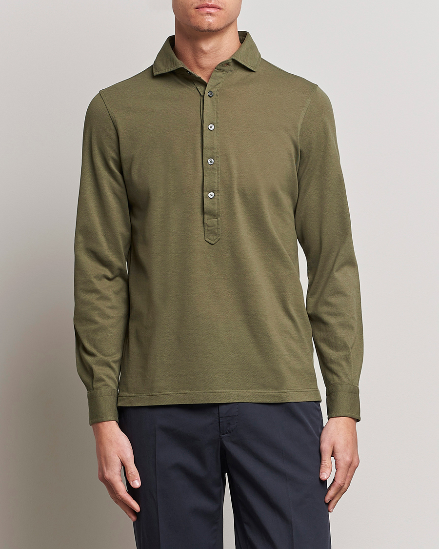 Hombres | Camisas | Gran Sasso | Popover Shirt Olive