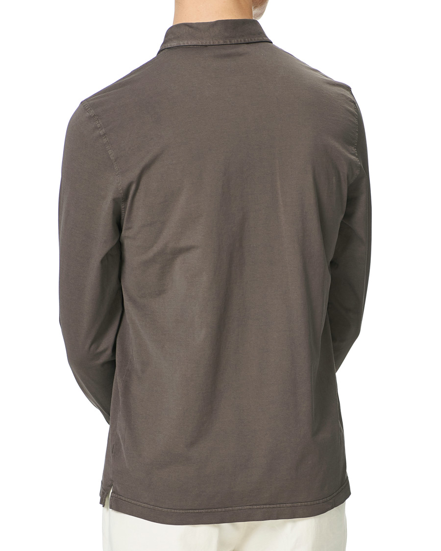 Hombres | Camisas | Gran Sasso | Washed Cotton Jersey Shirt Dark Brown