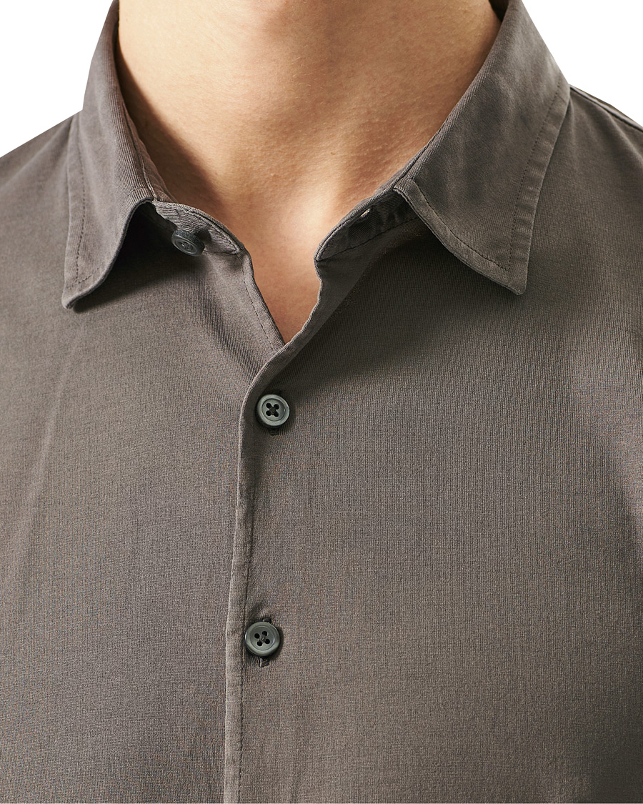 Hombres | Camisas | Gran Sasso | Washed Cotton Jersey Shirt Dark Brown