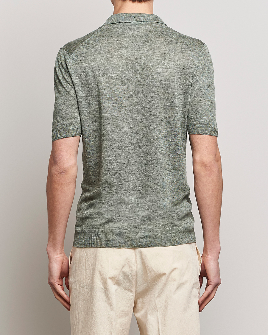 Hombres | Polos | Gran Sasso | Knitted Linen Polo Green