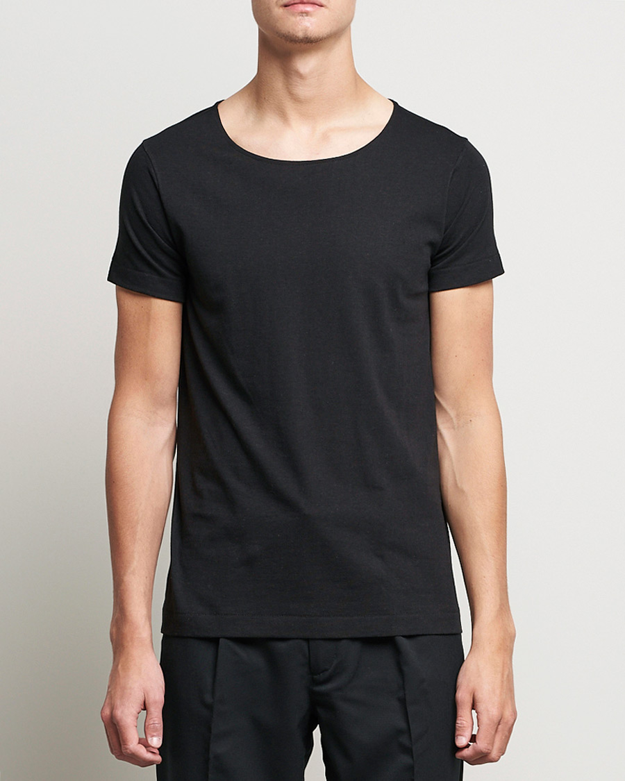Hombres | Camisetas de manga corta | Merz b. Schwanen | 1920s Loopwheeled T-Shirt Black