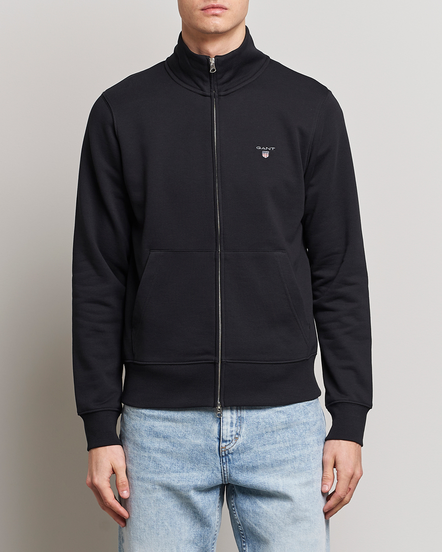 Hombres | Jerséis y prendas de punto | GANT | Original Shield Logo Full-Zip Sweater Black