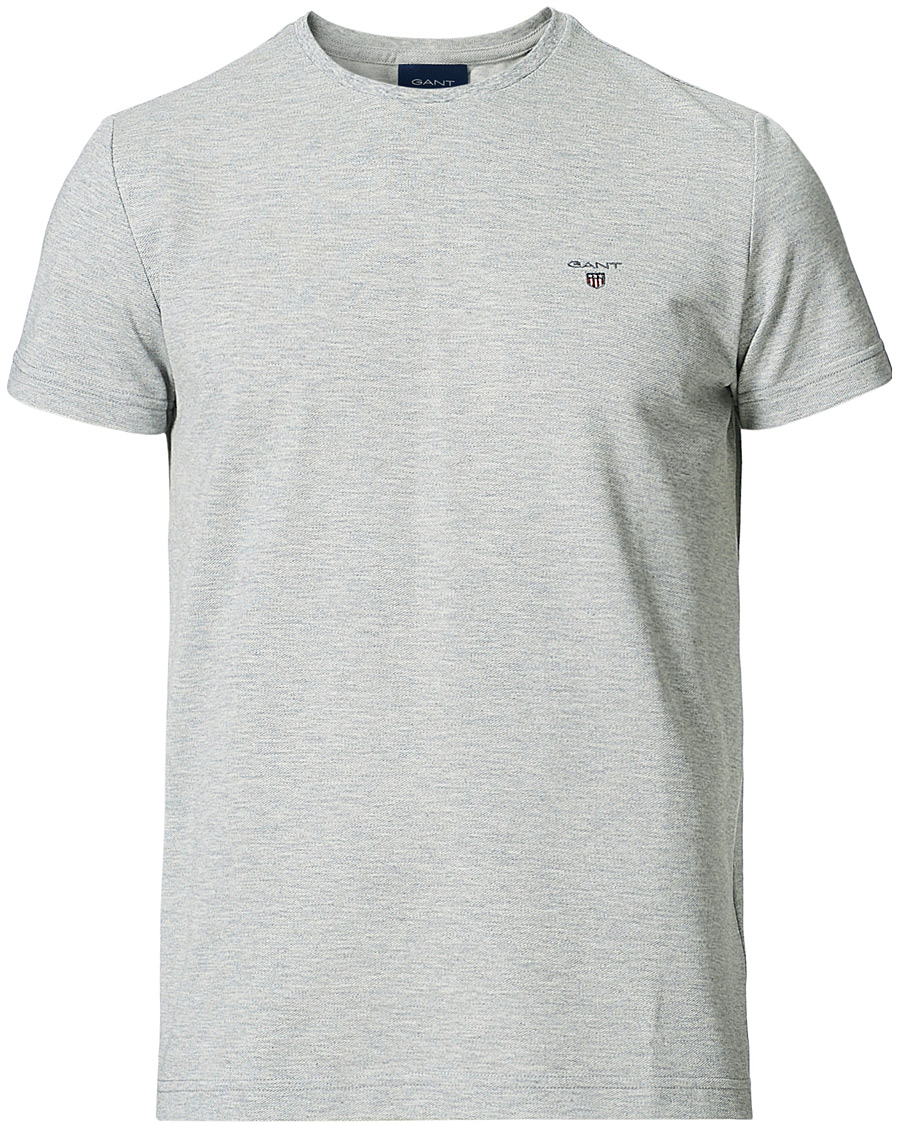 Hombres | Camisetas | GANT | Cotton Pique Crew Neck Tee Grey Melange