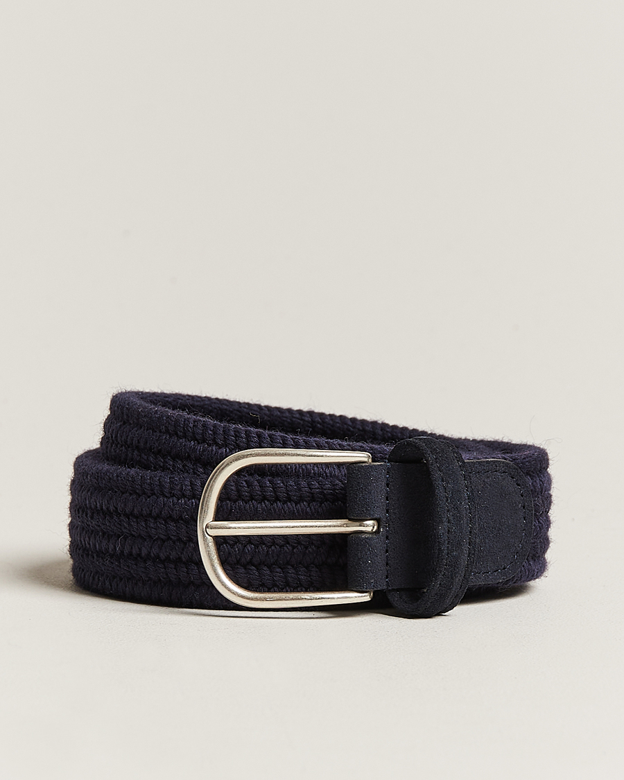 Hombres | Cinturones | Anderson's | Braided Wool Belt Navy