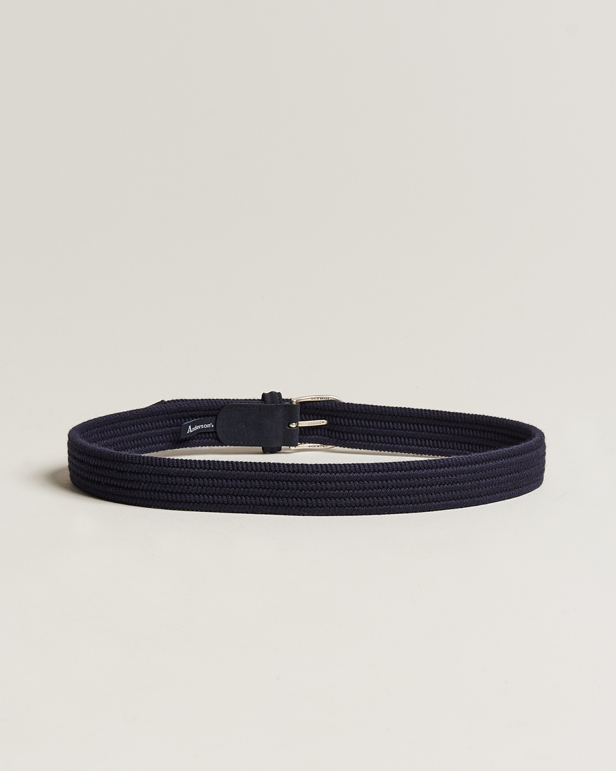 Hombres | Italian Department | Anderson's | Braided Wool Belt Navy