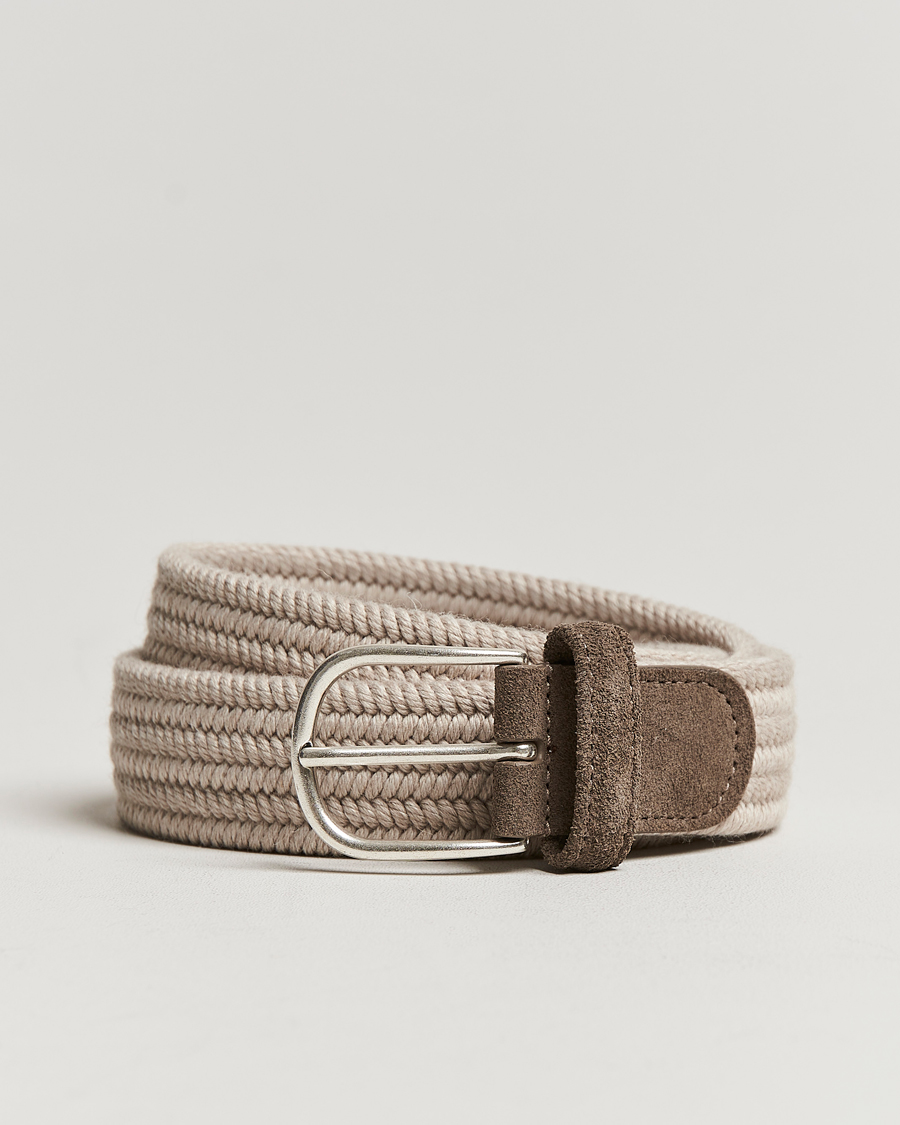 Hombres | Cinturones | Anderson's | Braided Wool Belt Beige