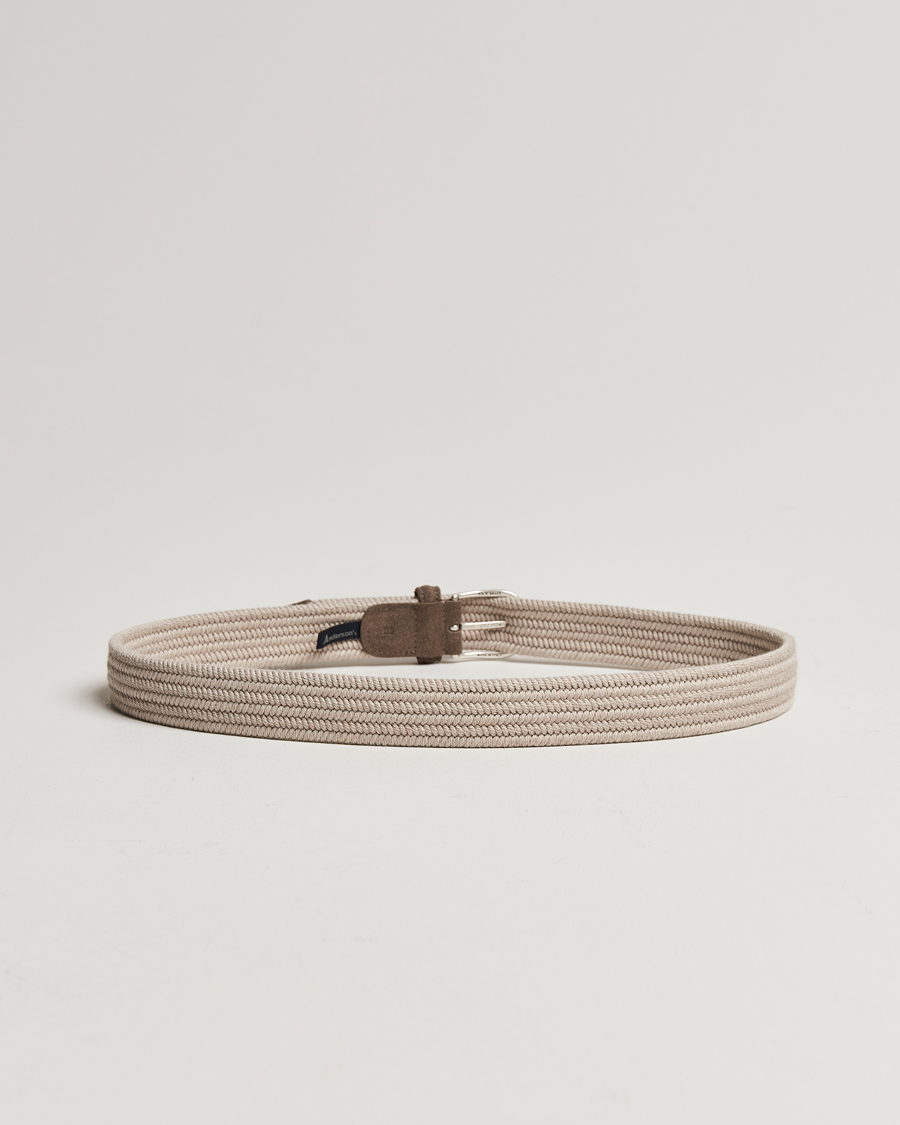 Hombres | Cinturones | Anderson's | Braided Wool Belt Beige