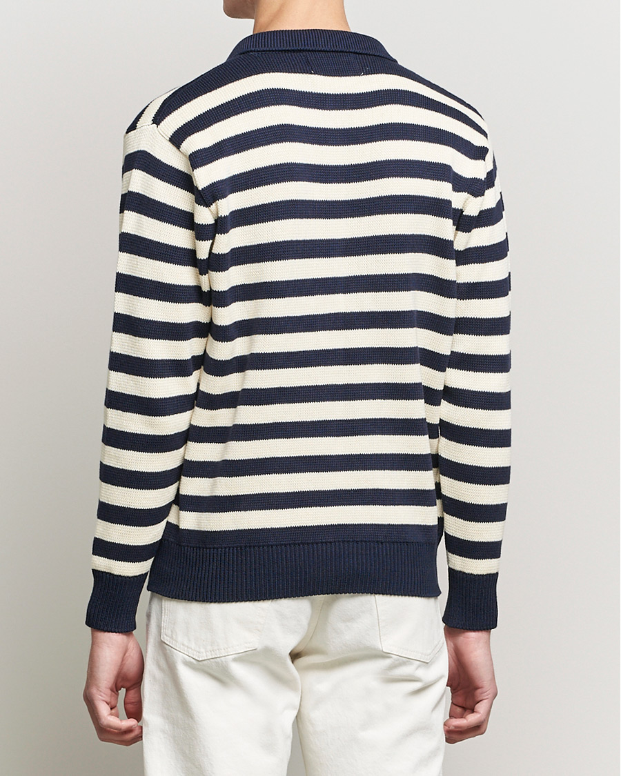 Hombres | Jerséis y prendas de punto | Peregrine | Richmond Knitted Rugby Shirt Navy/White