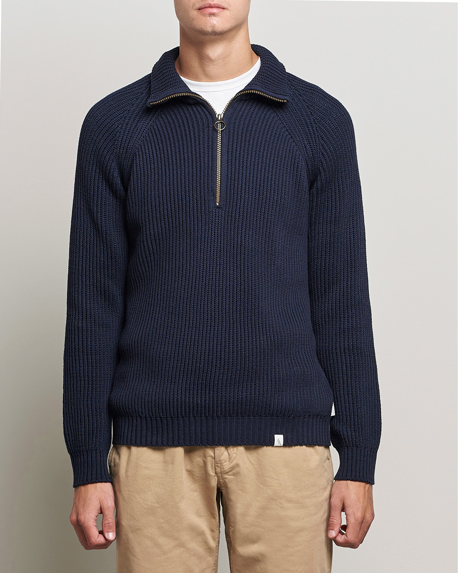 Hombres | Jerséis y prendas de punto | Peregrine | Felix Quarter Zip Jumper Navy