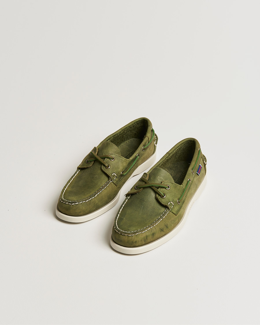 Hombres | Sebago Docksides Nubuck Boat Shoe Green Military | Sebago | Docksides Nubuck Boat Shoe Green Military