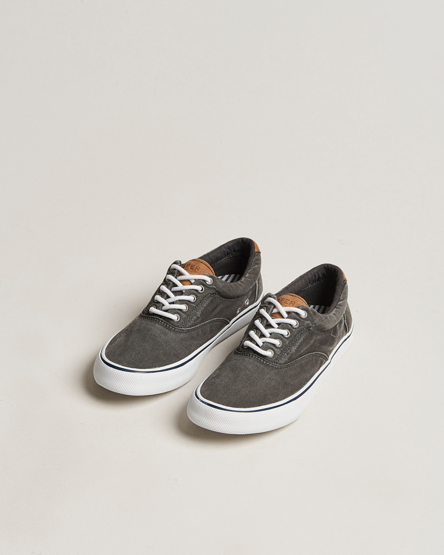 Hombres | Sperry Striper II Canvas Sneaker Whased Black | Sperry | Striper II Canvas Sneaker Whased Black