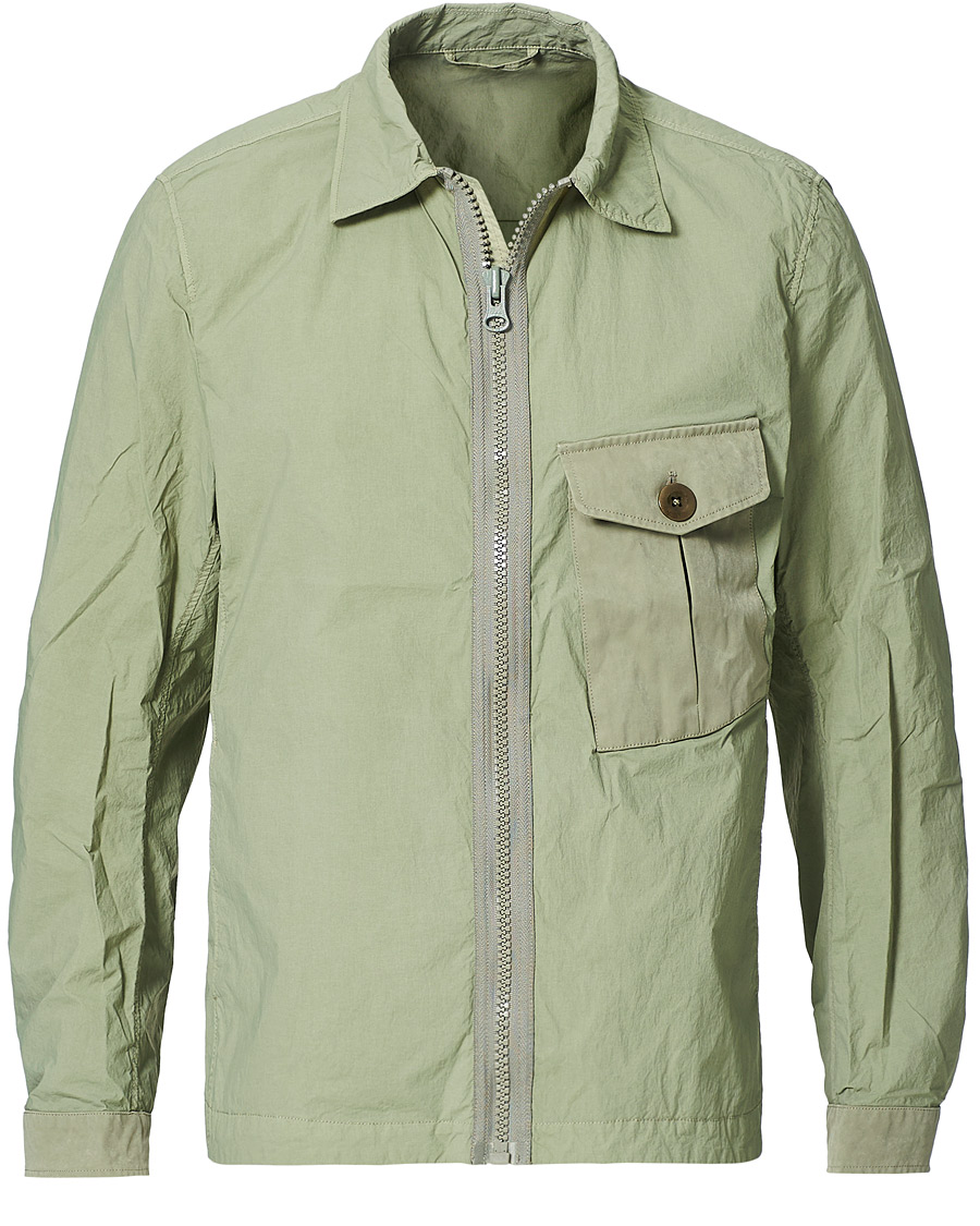 Hombres | Abrigos y chaquetas | Ten c | Garment Dyed Nylon Shirt Jacket Light Green