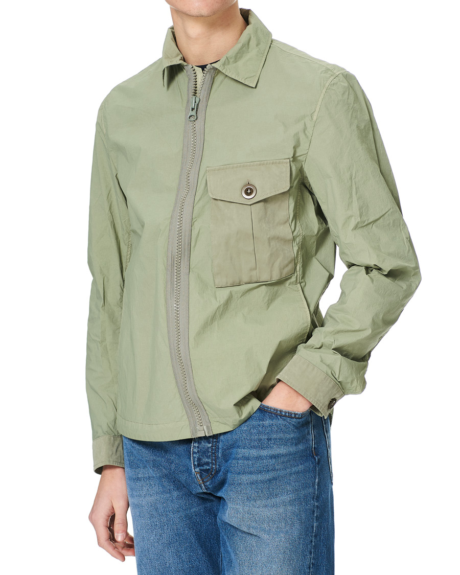 Hombres | Abrigos y chaquetas | Ten c | Garment Dyed Nylon Shirt Jacket Light Green