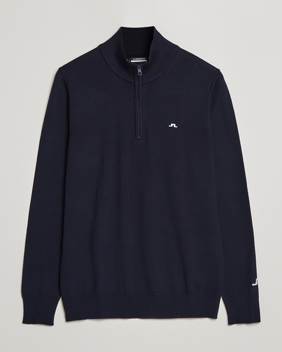 Hombres | Jerséis y prendas de punto | J.Lindeberg | Kian Tour Merino Half Zip Navy