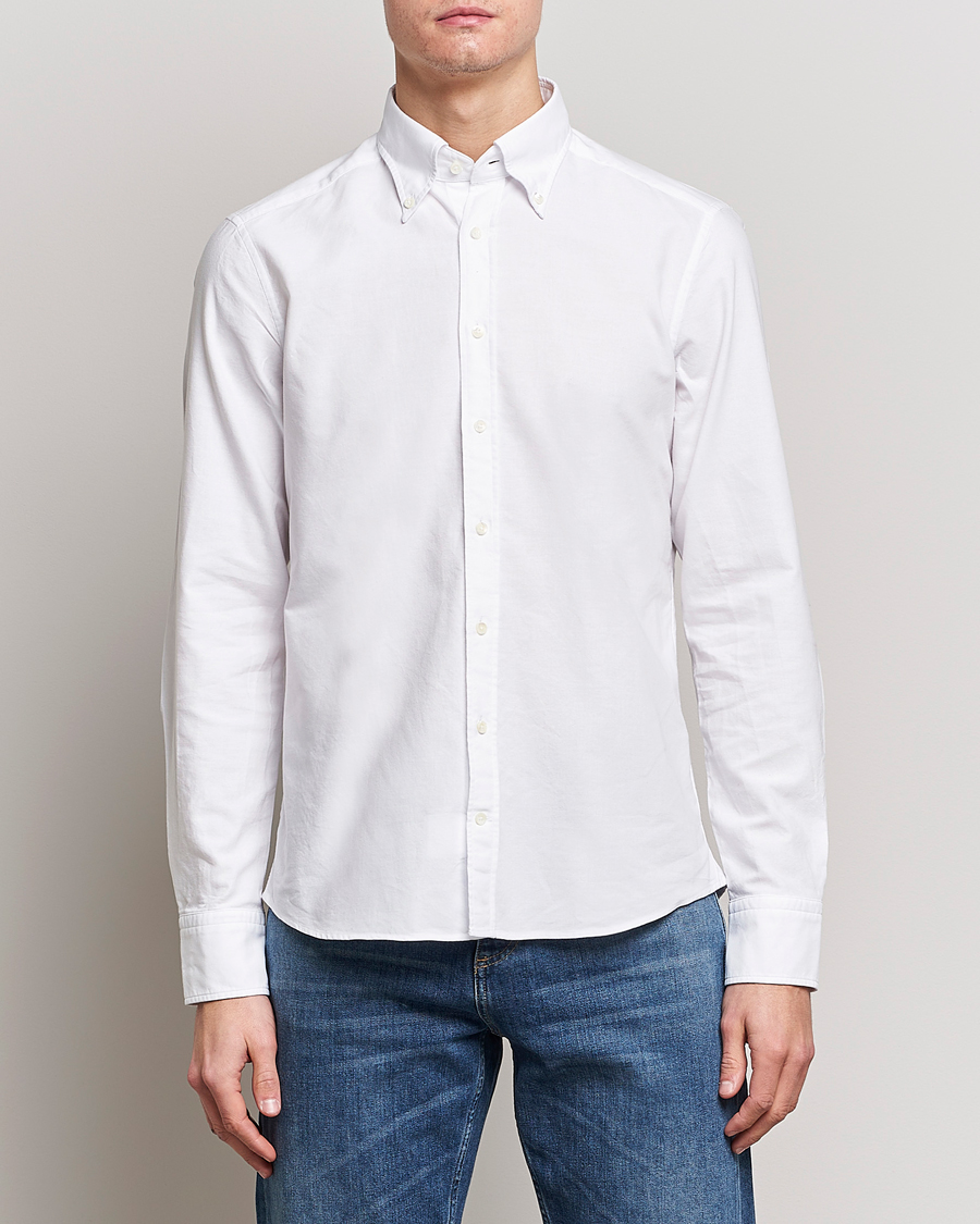Hombres | Camisas oxford | Stenströms | Slimline Oxford Shirt White