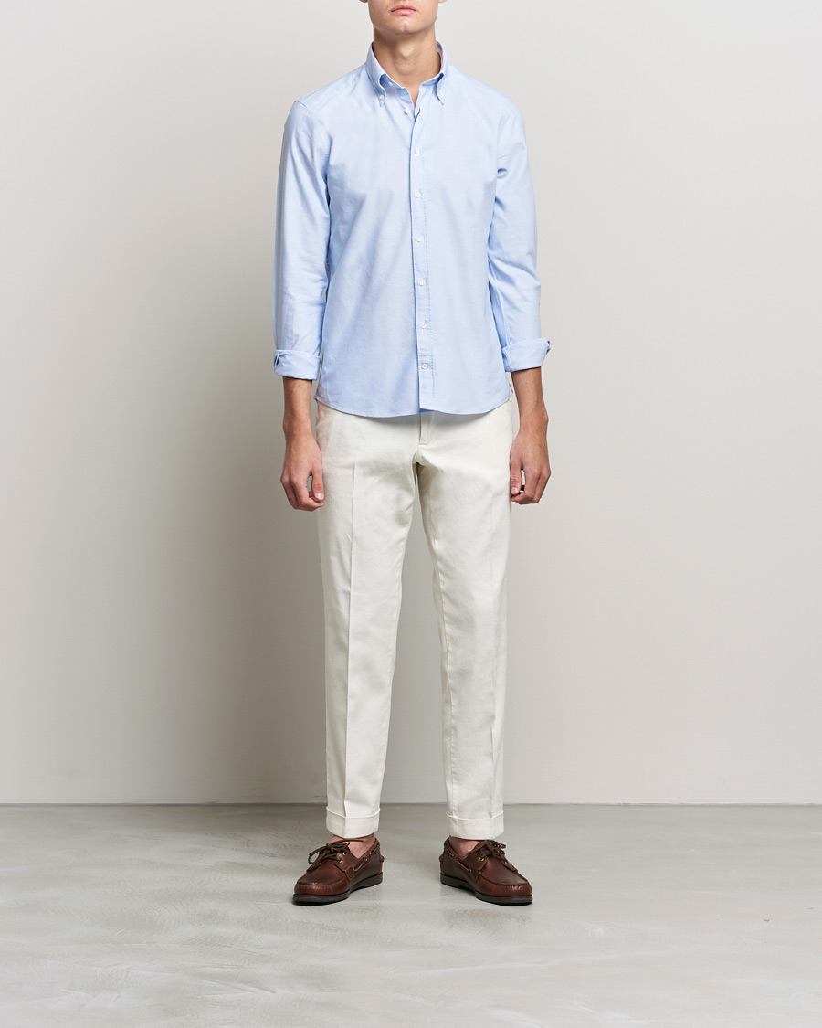 Hombres | Camisas | Stenströms | Slimline Oxford Shirt Light Blue