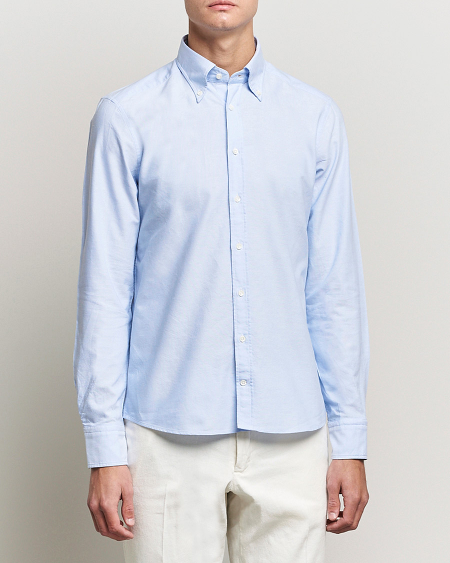 Hombres | Camisas oxford | Stenströms | Slimline Oxford Shirt Light Blue