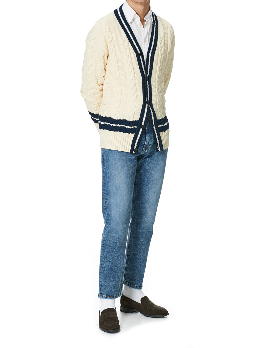 Hombres | Jerséis y prendas de punto | Baracuta | Cotton Cable Cardigan Off White