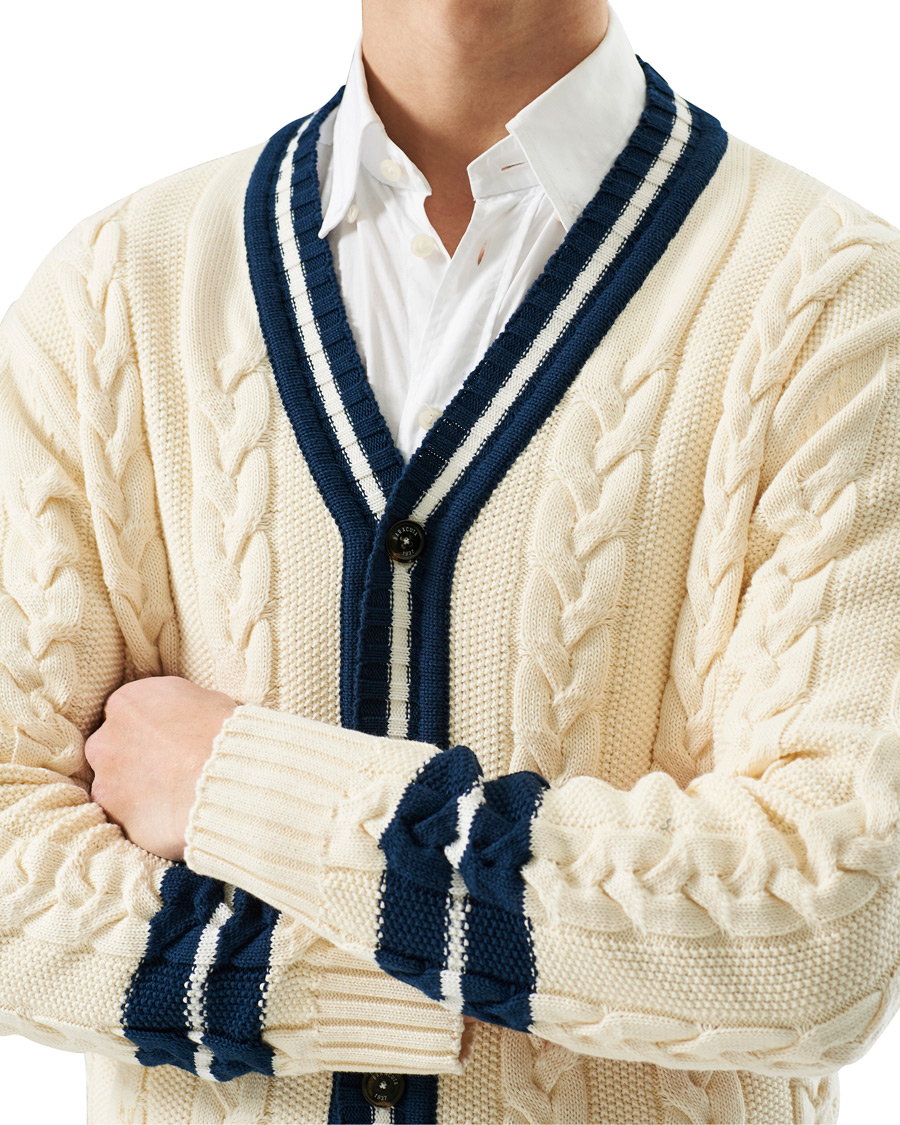 Hombres | Jerséis y prendas de punto | Baracuta | Cotton Cable Cardigan Off White