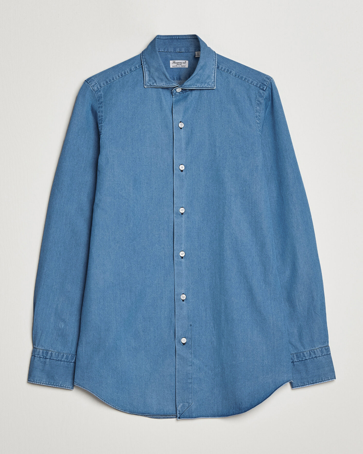 Hombres | Camisas | Finamore Napoli | Milano Slim Denim Shirt Light Indigo