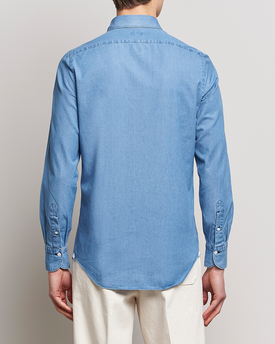 Hombres | Camisas | Finamore Napoli | Milano Slim Denim Shirt Light Indigo