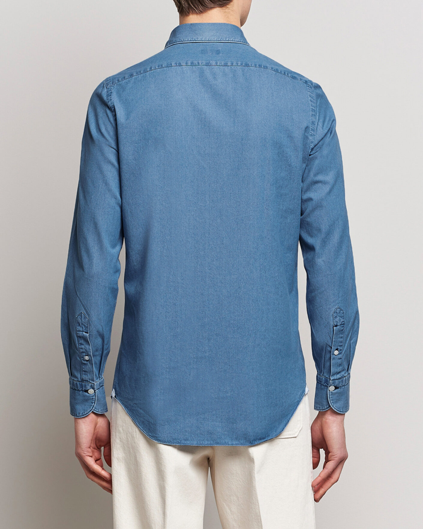 Hombres | Camisas | Finamore Napoli | Milano Slim Denim Shirt Light Indigo