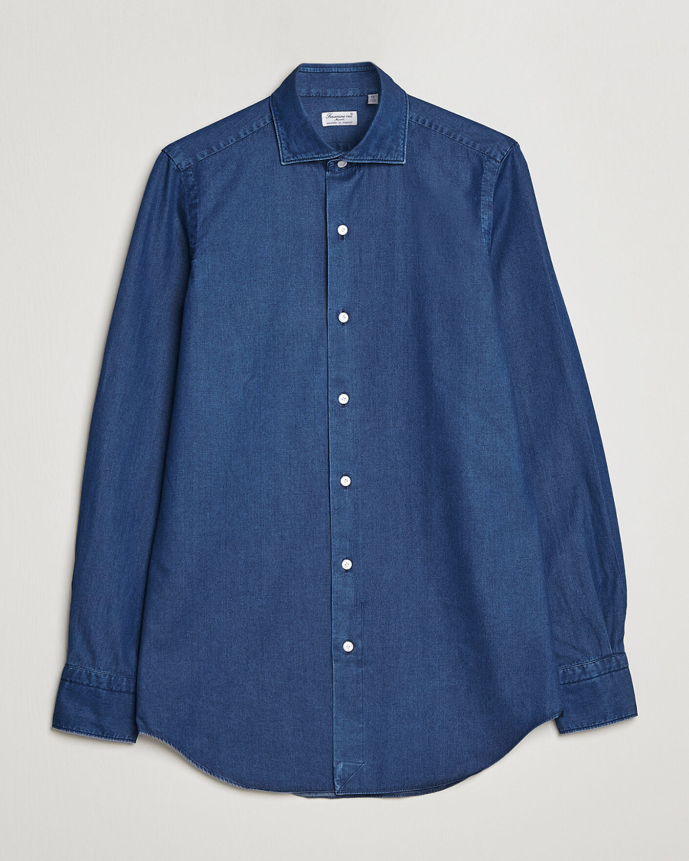 Hombres | Camisas | Finamore Napoli | Milano Slim Denim Shirt Dark Indigo