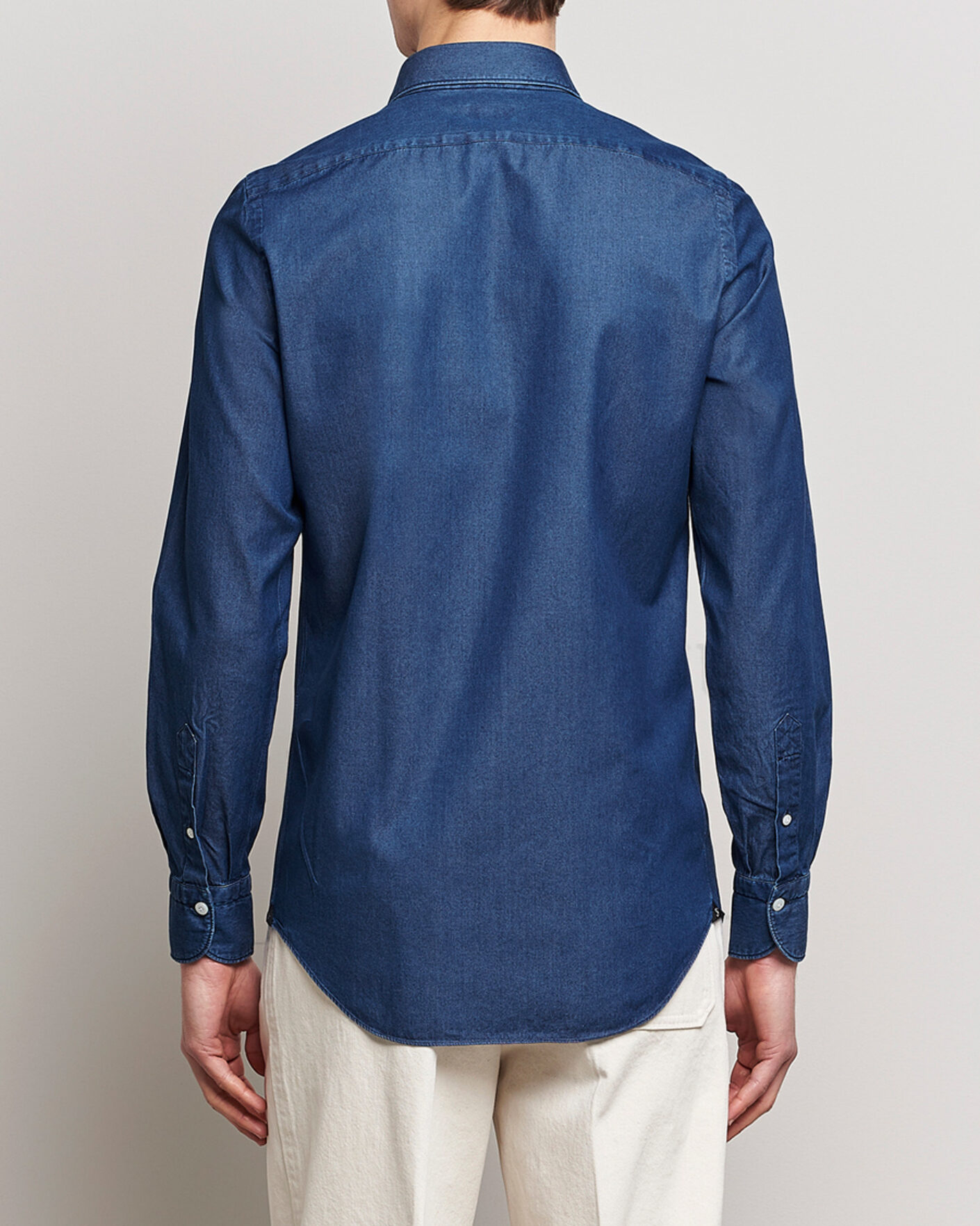 Hombres | Camisas | Finamore Napoli | Milano Slim Denim Shirt Dark Indigo