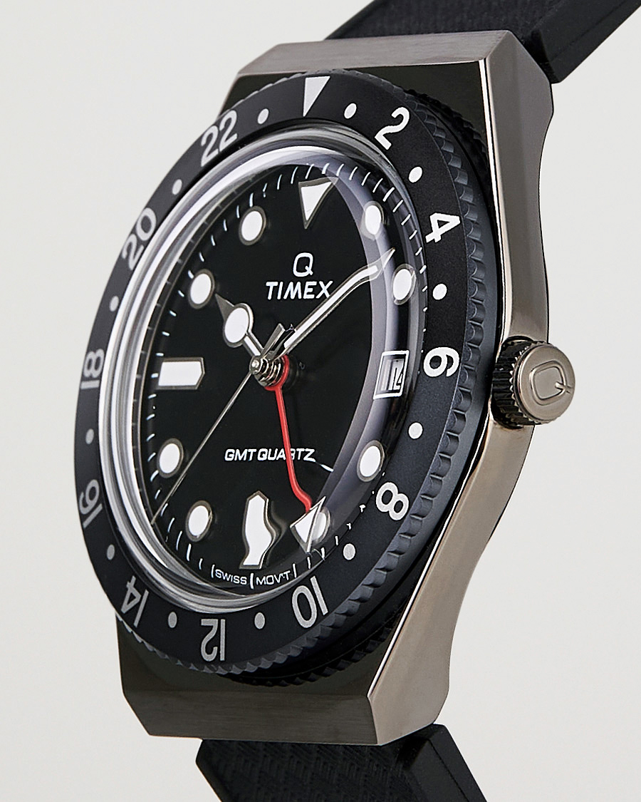 Hombres | Timex | Timex | Q Diver GMT 38mm Rubber Strap Black/Grey