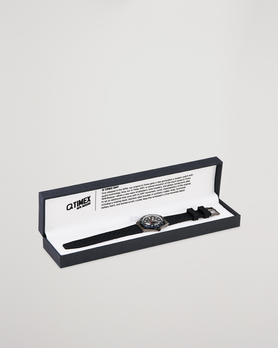 Hombres | Timex Q Diver GMT 38mm Rubber Strap Black/Grey | Timex | Q Diver GMT 38mm Rubber Strap Black/Grey