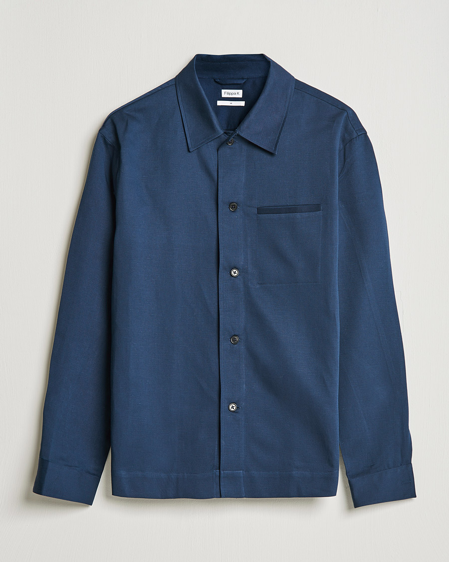 Hombres | Camisas | Filippa K | Matt Linen Overshirt Navy