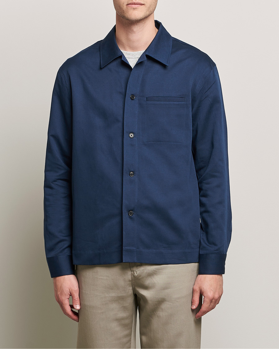 Hombres | Camisas | Filippa K | Matt Linen Overshirt Navy