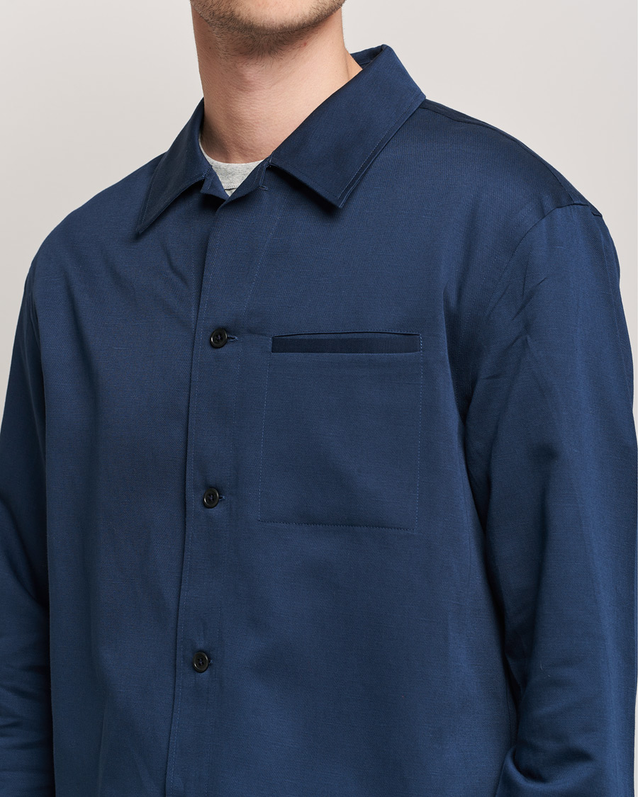 Hombres | Camisas | Filippa K | Matt Linen Overshirt Navy