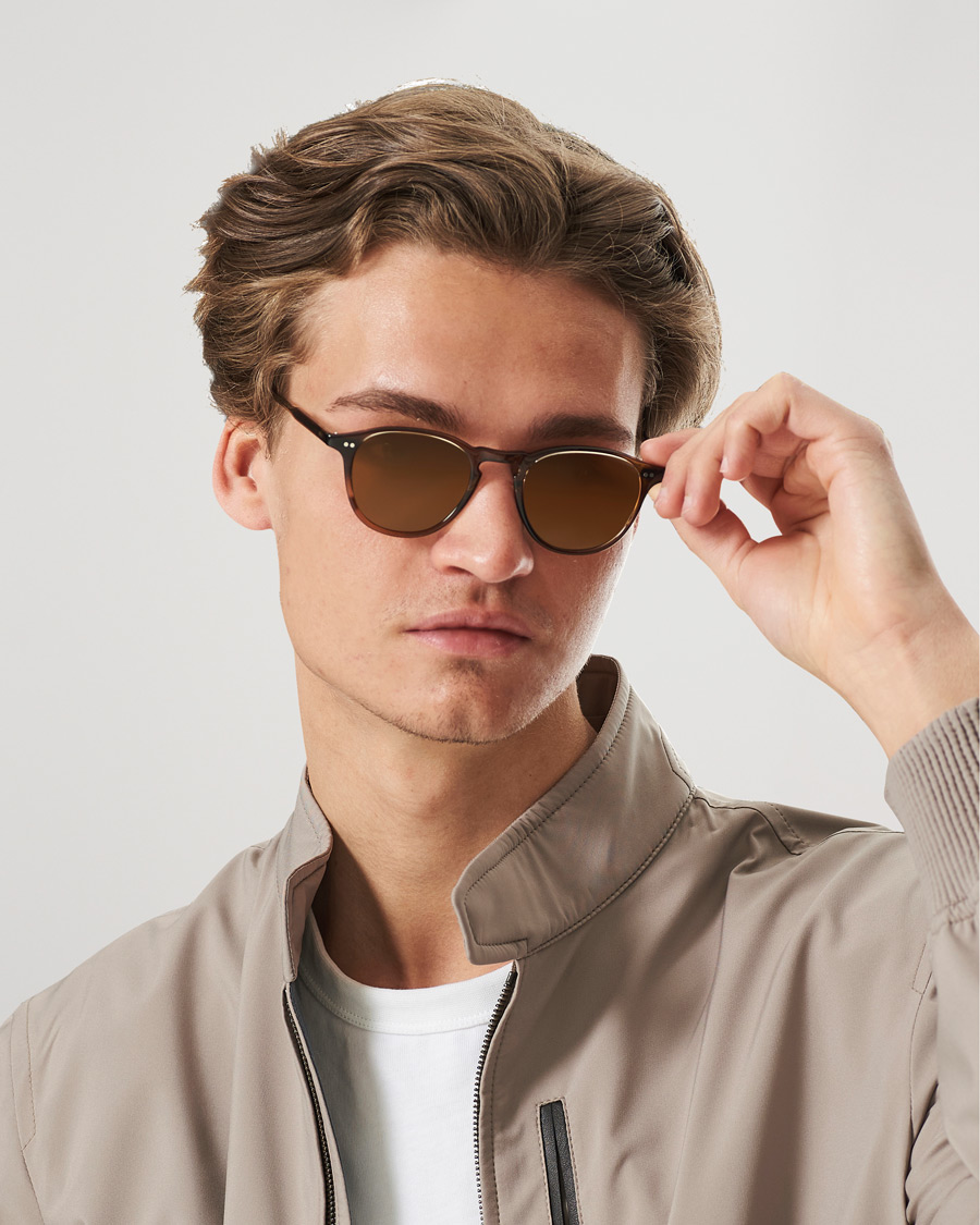 Hombres | Gafas de sol | Garrett Leight | Hampton 46 Sunglasses Khaki Tortoise/Pure Coffee