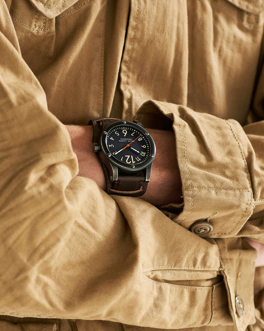 Hombres | Fine watches | Polo Ralph Lauren | 45mm Safari Chronometer Black Steel/Calf Strap
