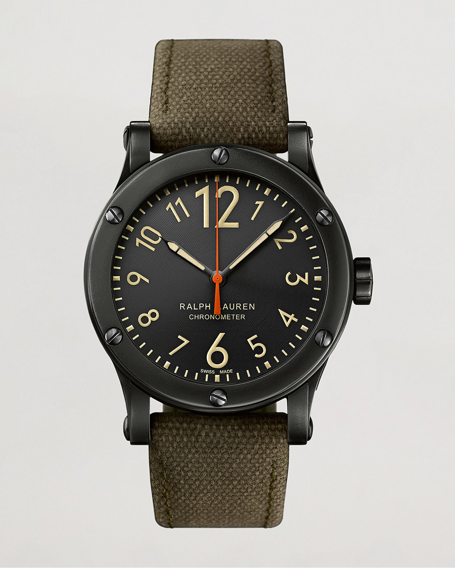 Hombres | Polo Ralph Lauren 45mm Safari Chronometer Black Steel/Canvas Strap | Polo Ralph Lauren | 45mm Safari Chronometer Black Steel/Canvas Strap