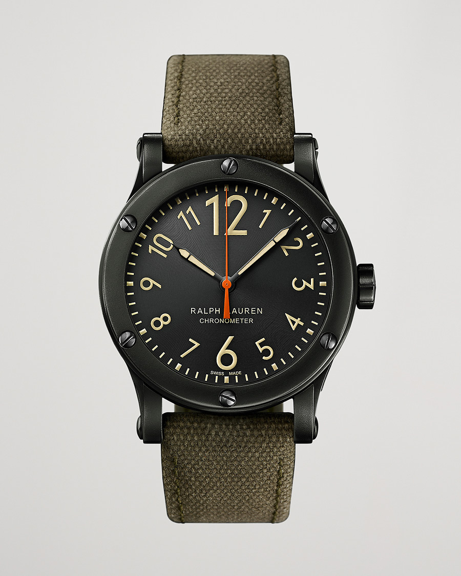 Hombres | Polo Ralph Lauren 39mm Safari Chronometer Black Steel/Canvas Strap | Polo Ralph Lauren | 39mm Safari Chronometer Black Steel/Canvas Strap