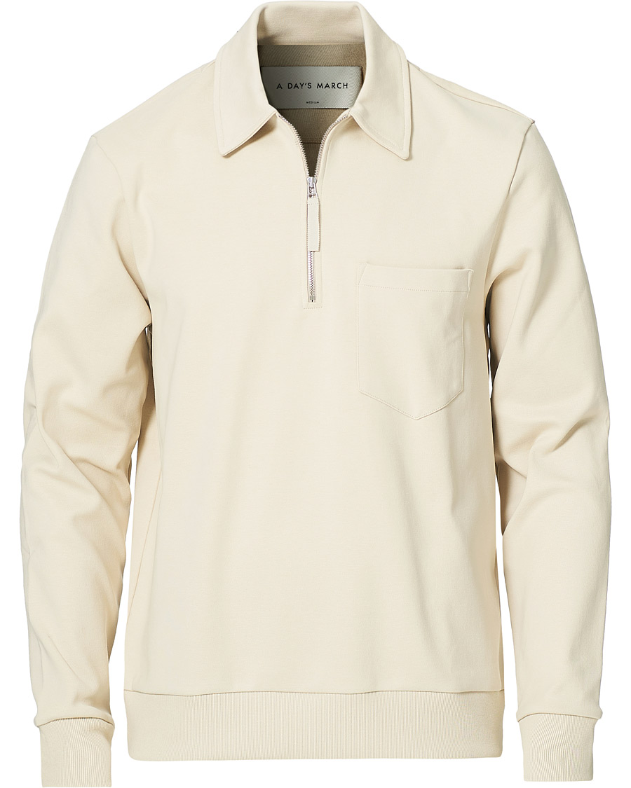 Hombres | Jerséis y prendas de punto | A Day's March | Cabot Half-Zip Polo Sweater Sand