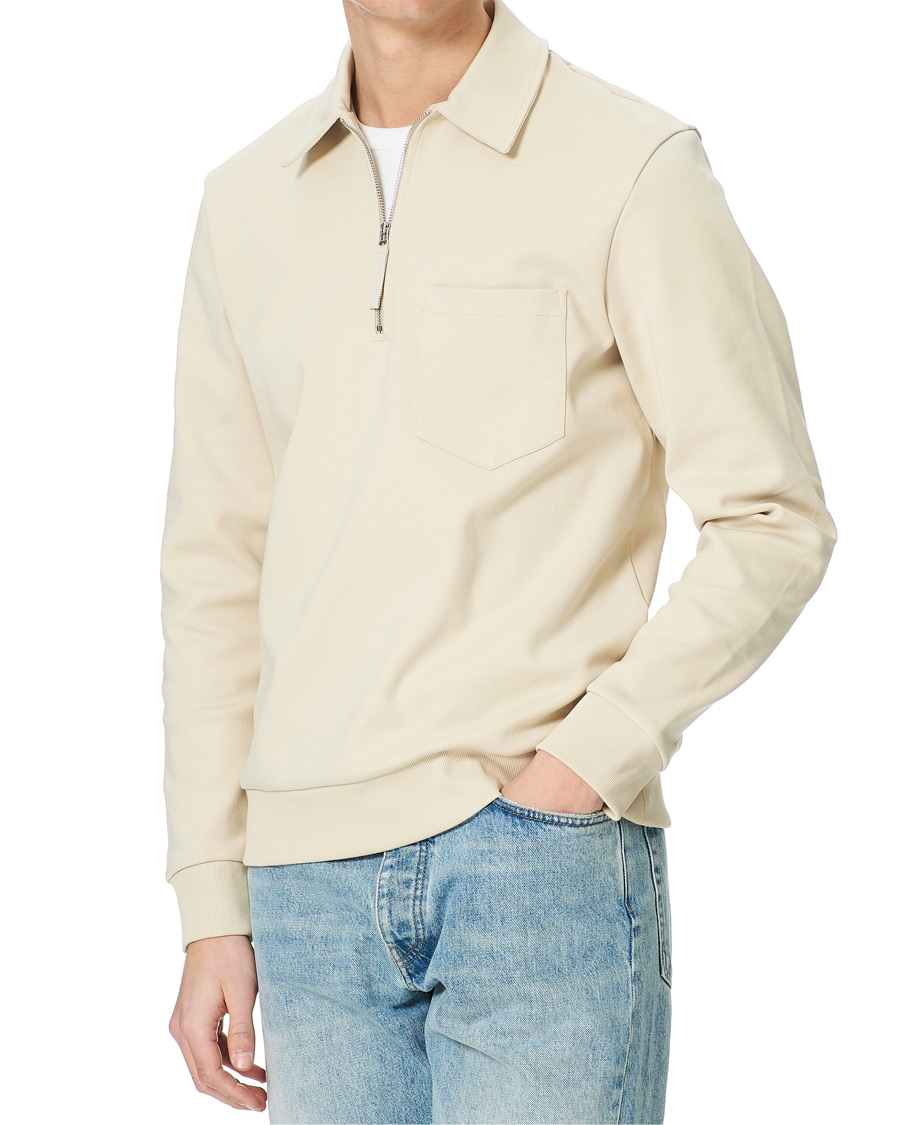 Hombres | Jerséis y prendas de punto | A Day's March | Cabot Half-Zip Polo Sweater Sand