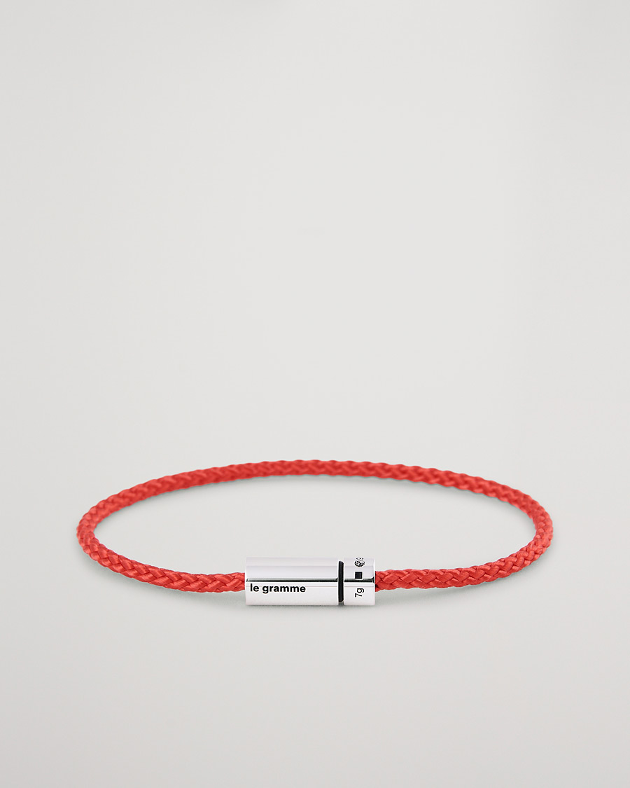 Hombres | LE GRAMME Nato Cable Bracelet Red/Sterling Silver 7g | LE GRAMME | Nato Cable Bracelet Red/Sterling Silver 7g