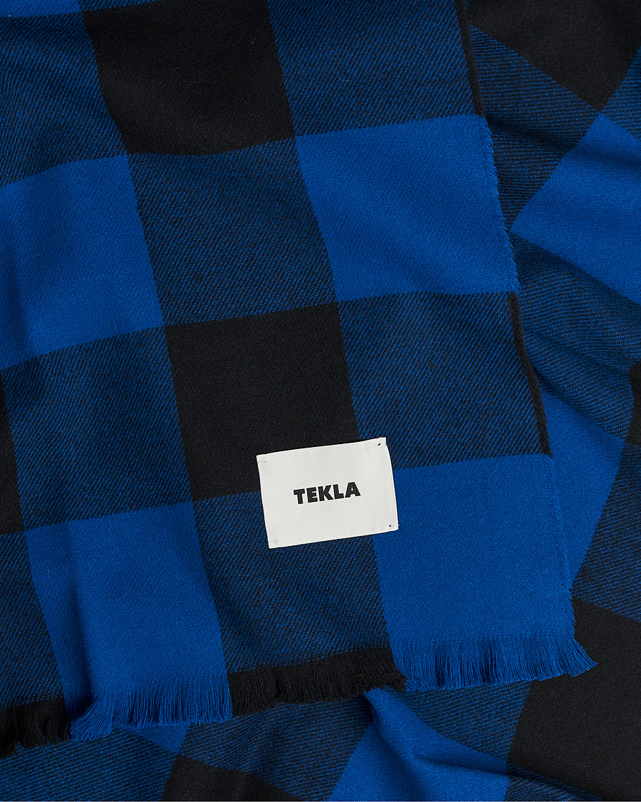 Hombres | Tekla Merino Wool Blanket Blue Gingham | Tekla | Merino Wool Blanket Blue Gingham