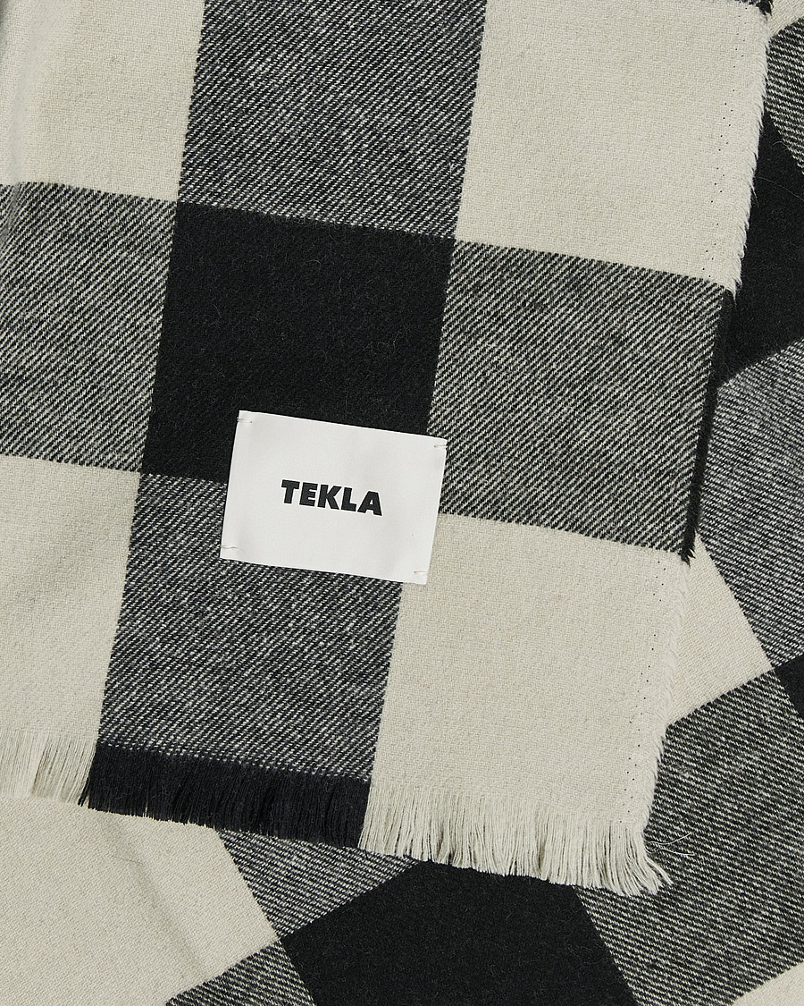 Hombres | Tekla Merino Wool Blanket Black Gingham | Tekla | Merino Wool Blanket Black Gingham
