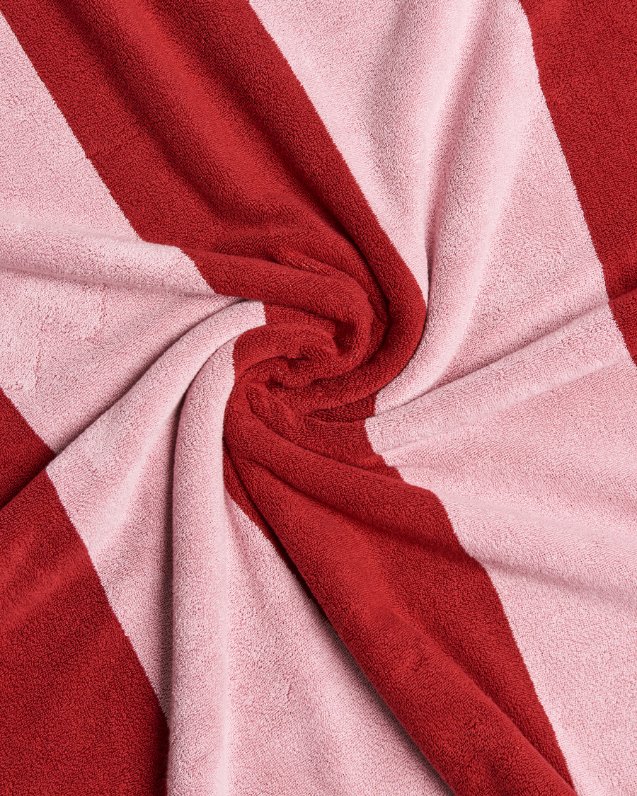 Hombres | Tekla Organic Terry Beach Towel Red Block Stripes | Tekla | Organic Terry Beach Towel Red Block Stripes