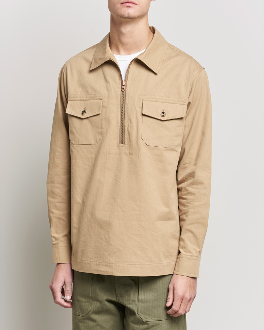 Hombres | Camisas | Private White V.C. | Half Zip Pullover Sand