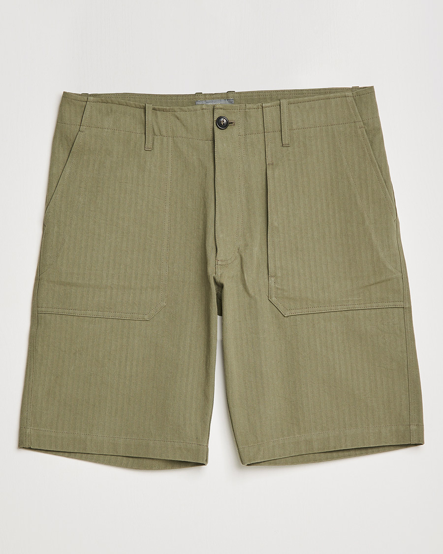 Hombres | Pantalones cortos | Private White V.C. | Maker´s Cotton Herringbone Shorts Khaki