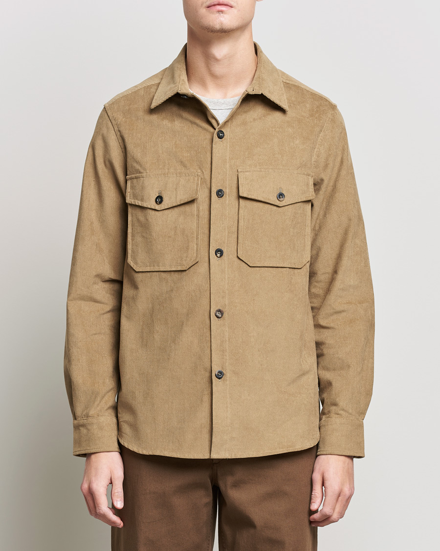 Hombres | Camisas | Private White V.C. | Patch Pocket Corduroy Overshirt Taupe