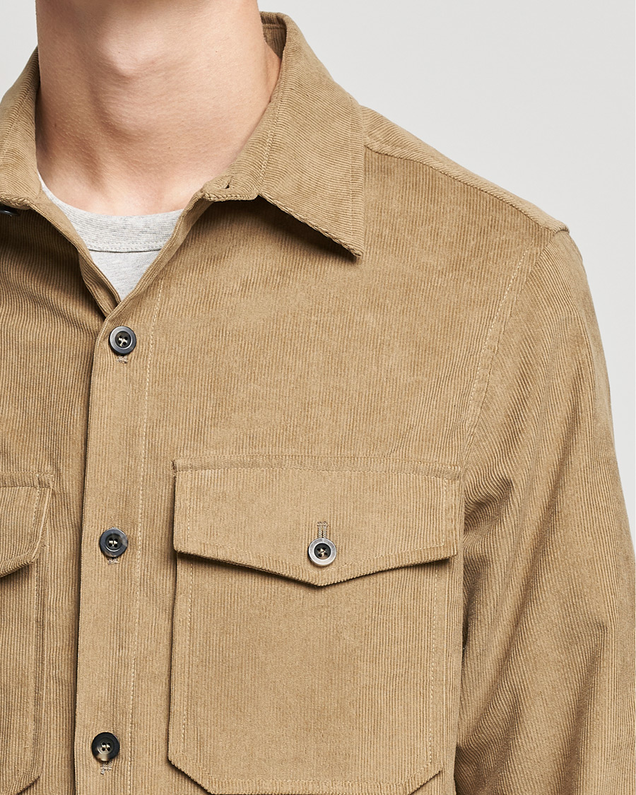 Hombres | Camisas | Private White V.C. | Patch Pocket Corduroy Overshirt Taupe